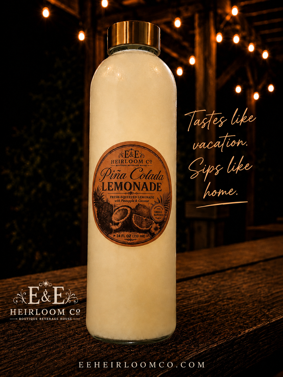 Piña Colada Fresh-Squeezed Lemonade | 24 oz | E&E Heirloom Co