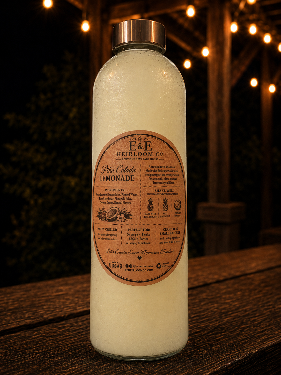 Piña Colada Fresh-Squeezed Lemonade | 24 oz | E&E Heirloom Co