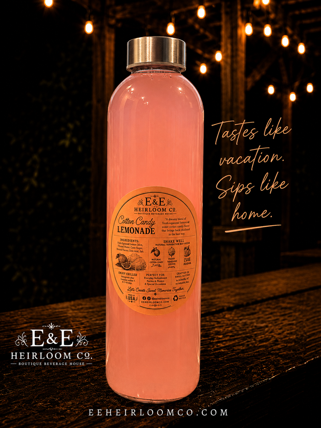 Cotton Candy Fresh-Squeezed Lemonade | 24 oz Glass Bottle