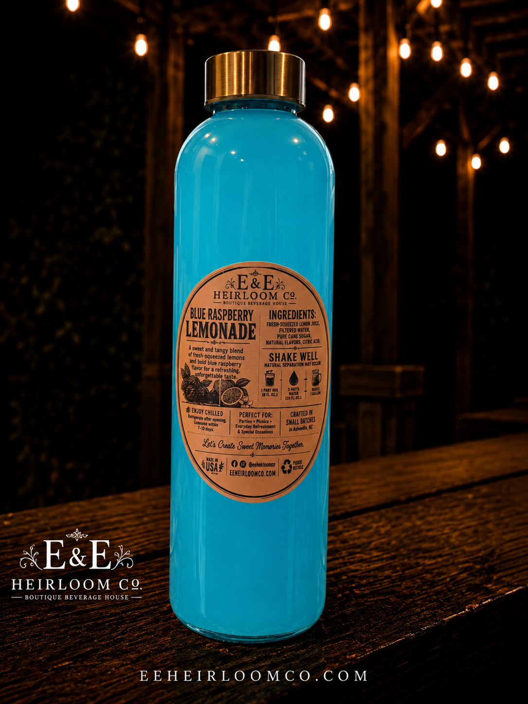 Blue Raspberry Fresh-Squeezed Lemonade | 24 oz Glass Bottle